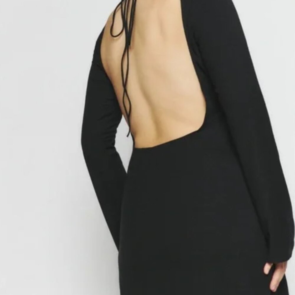 NWT Black backless Reformation Mayson Knit Dress - Size M